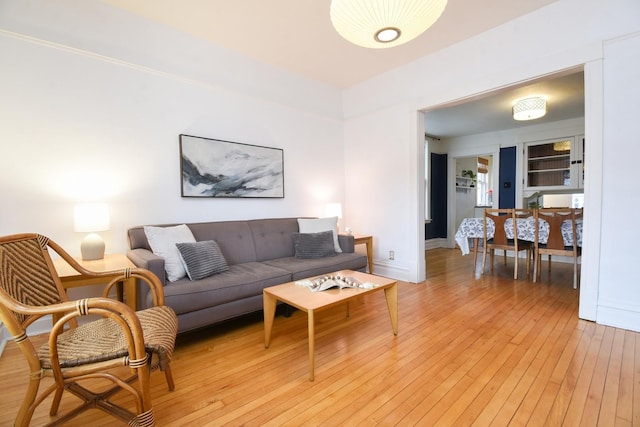 living area with light wood-type flooring