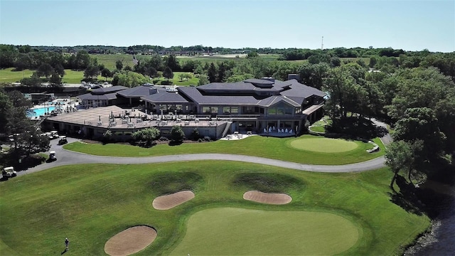 drone / aerial view with golf course view