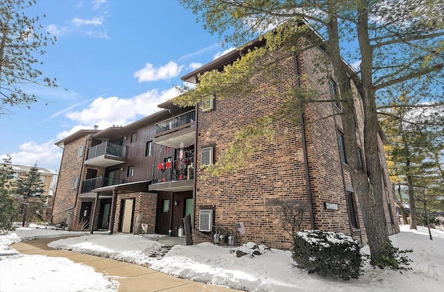 view of snow covered building