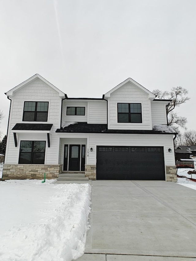 modern farmhouse with a garage