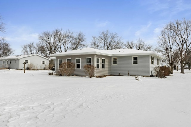 view of snow covered property