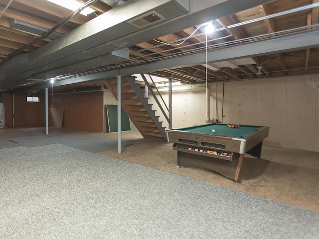 basement with billiards