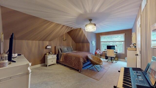 7N108 Hastings Dr, Saint Charles, IL 60175 - carpeted bedroom featuring an office area, lofted ceiling, and baseboards