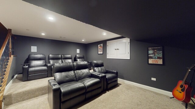 7N108 Hastings Dr, Saint Charles, IL 60175 - home theater featuring carpet floors, baseboards, and recessed lighting