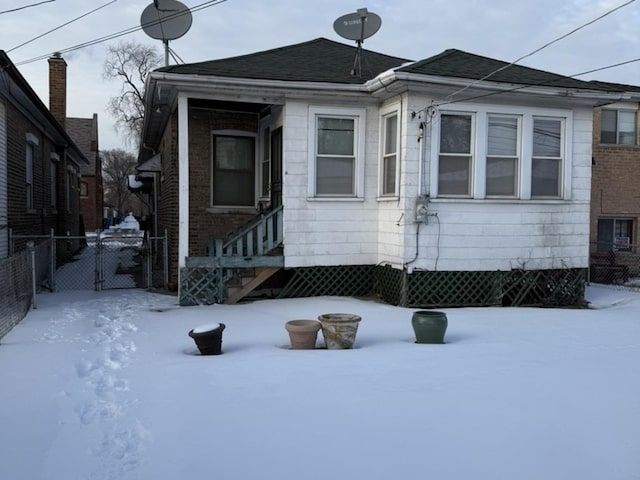 view of snowy exterior