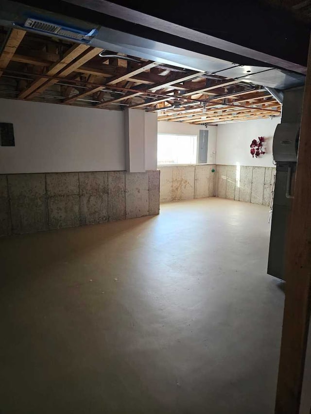 basement with electric panel