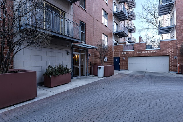 view of property featuring a garage