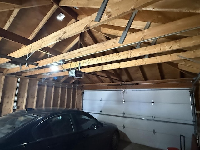 garage with a garage door opener