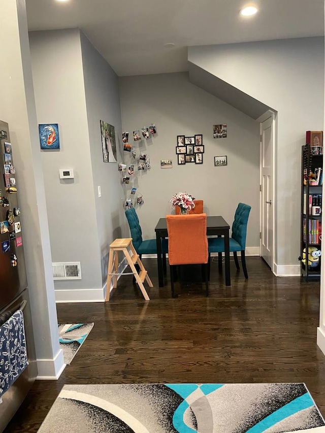 game room with baseboards, visible vents, wood finished floors, and recessed lighting