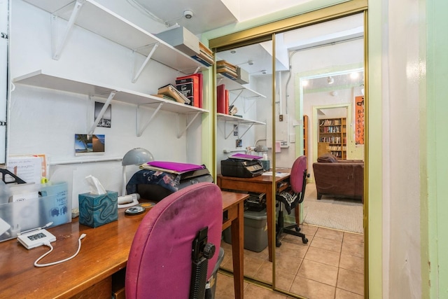 view of tiled home office