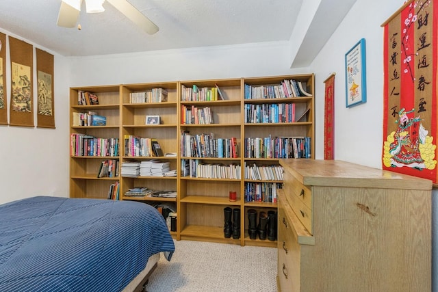 carpeted bedroom with a textured ceiling