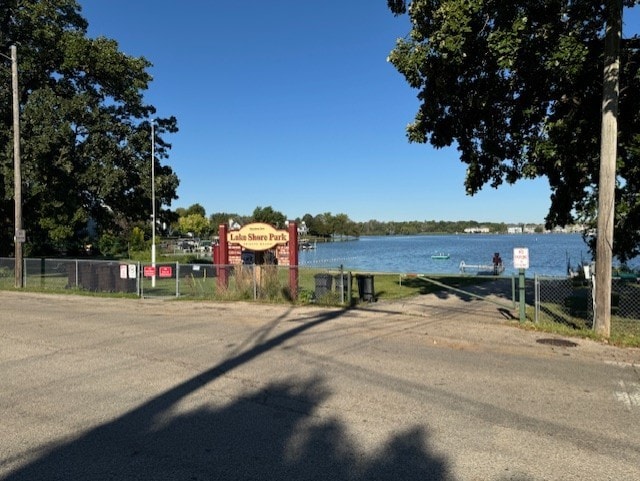 view of street featuring a water view