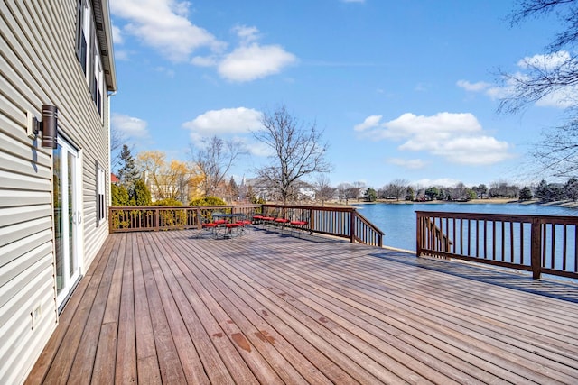 deck with a water view