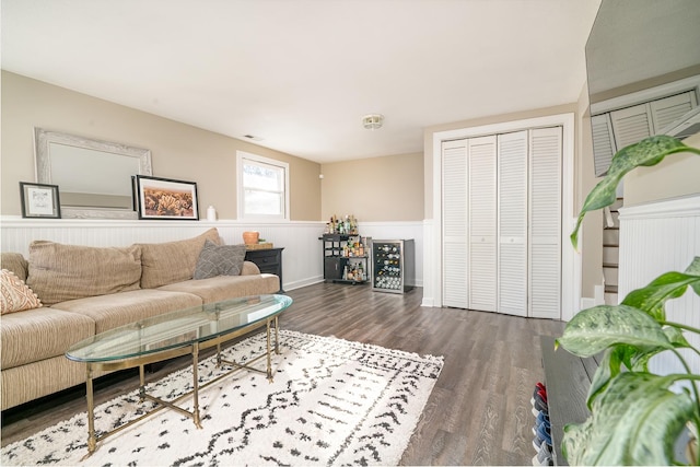 living room with hardwood / wood-style floors