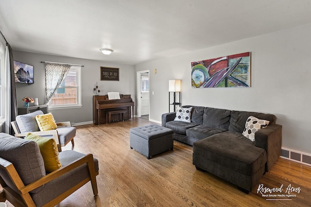 living room featuring hardwood / wood-style flooring