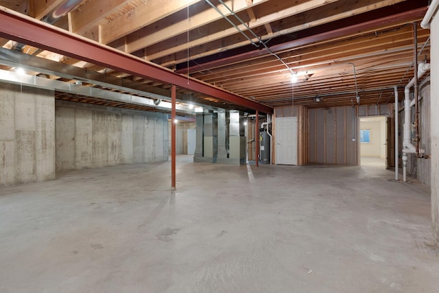 basement featuring water heater