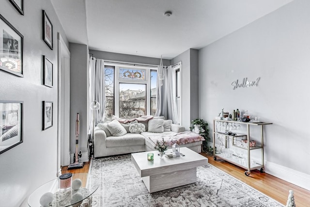 living room featuring light hardwood / wood-style flooring