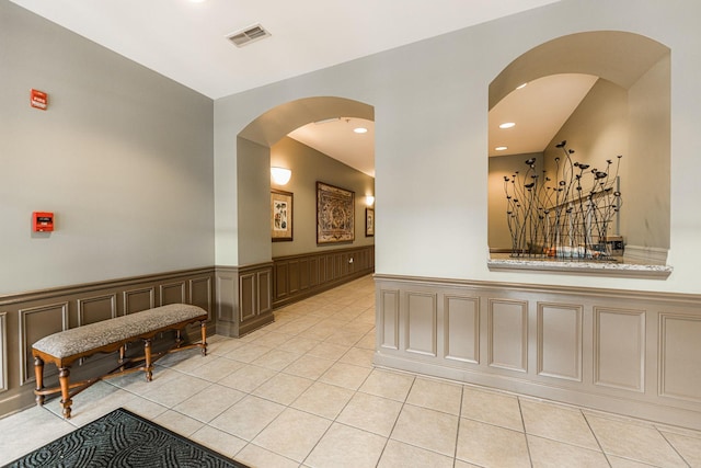 interior space featuring light tile patterned floors