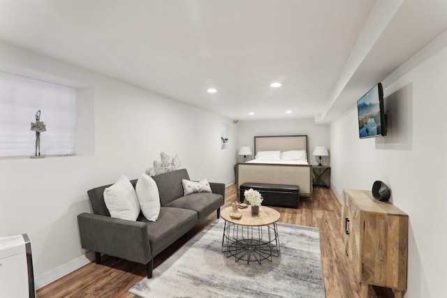 living room with hardwood / wood-style flooring