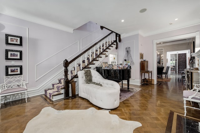 interior space with ornamental molding