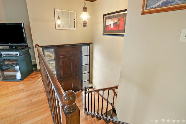 foyer with wood-type flooring