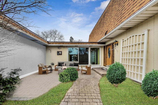 exterior space with a patio and an outdoor fire pit