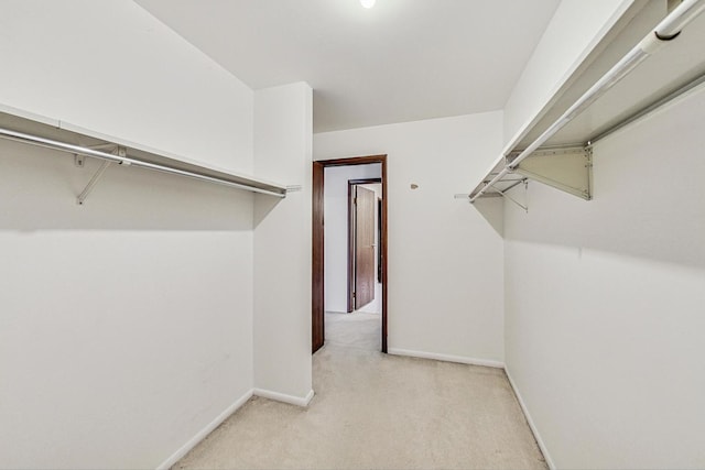 spacious closet featuring light carpet