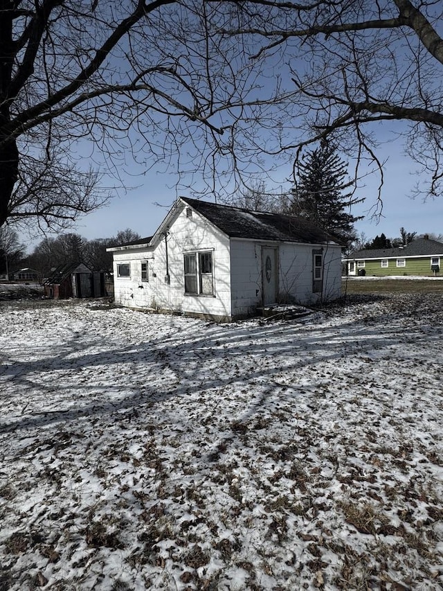 view of snow covered exterior