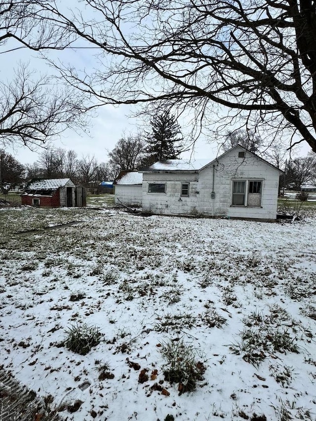 view of snowy exterior