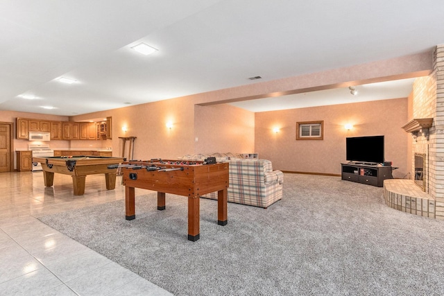10848 Crystal Ridge Ct, Orland Park, IL 60467 - rec room with a fireplace, pool table, and baseboards
