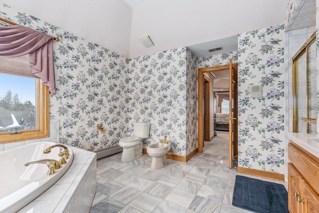 10848 Crystal Ridge Ct, Orland Park, IL 60467 - full bathroom with a garden tub, vanity, visible vents, toilet, and a bidet