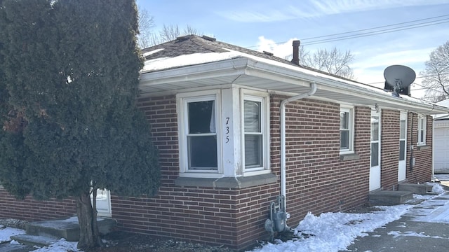 view of snow covered exterior