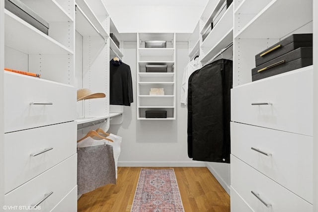 walk in closet featuring light wood-type flooring