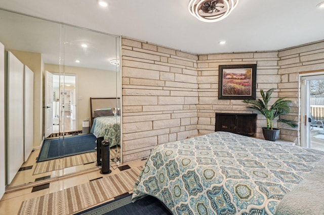 bedroom with recessed lighting