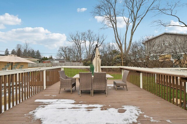 deck featuring fence