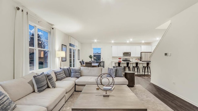 living room with hardwood / wood-style flooring