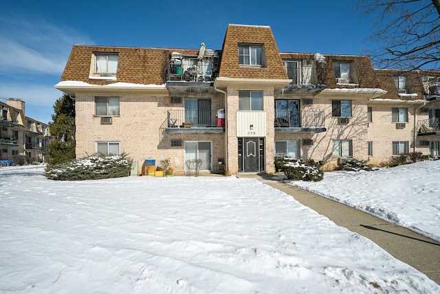 view of snow covered building