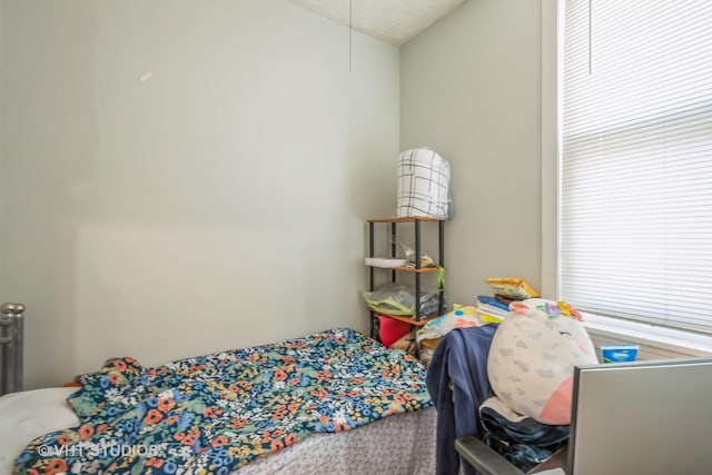 bedroom featuring vaulted ceiling