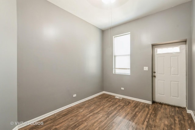 foyer entrance with dark wood-type flooring