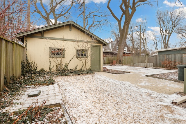 exterior space featuring fence and a patio