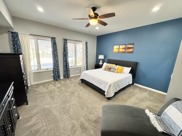 614 E Baltimore St, Wilmington, IL 60481 - bedroom with carpet flooring, baseboards, ceiling fan, and recessed lighting