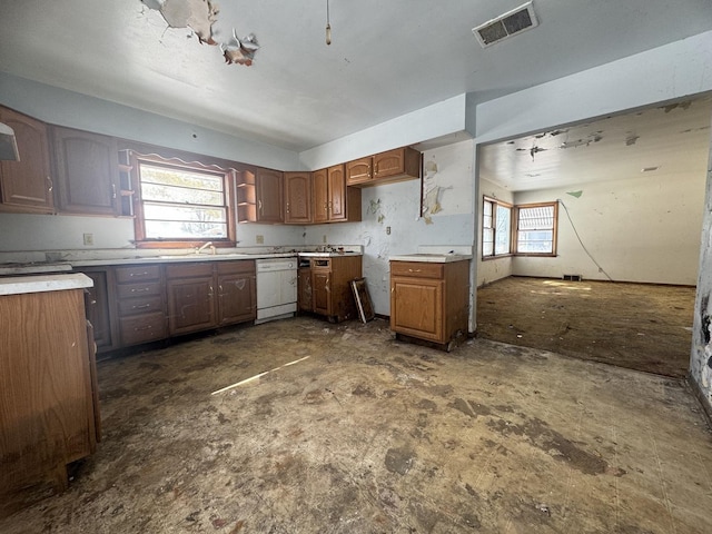 kitchen with sink and white dishwasher