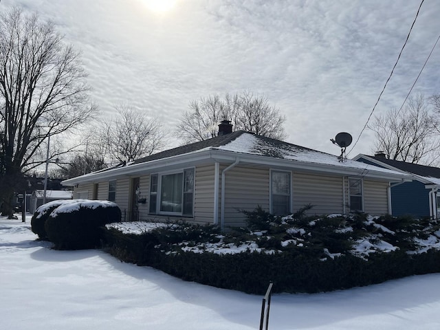 view of snow covered exterior