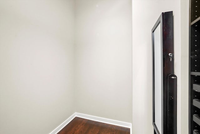 interior space with dark wood-type flooring