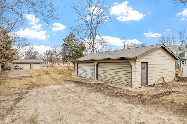 view of detached garage