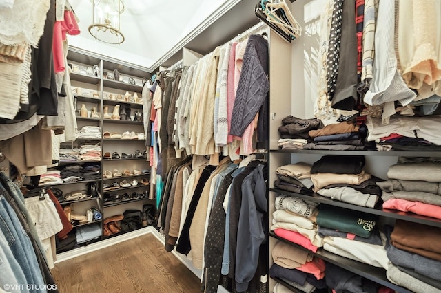 spacious closet with wood finished floors