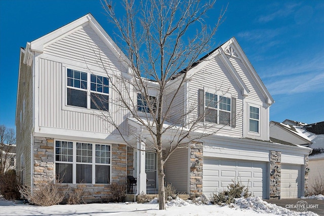 view of front property with a garage