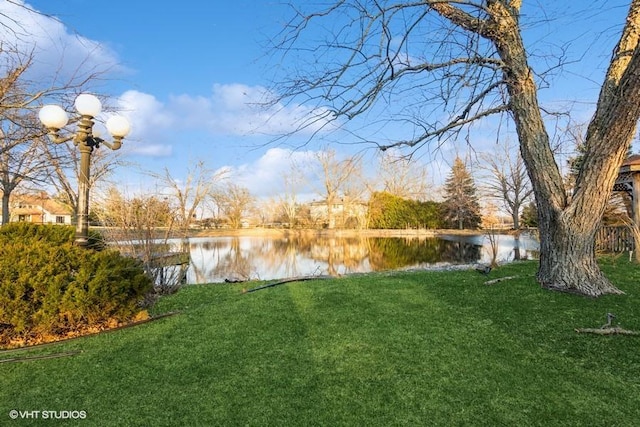 view of yard featuring a water view