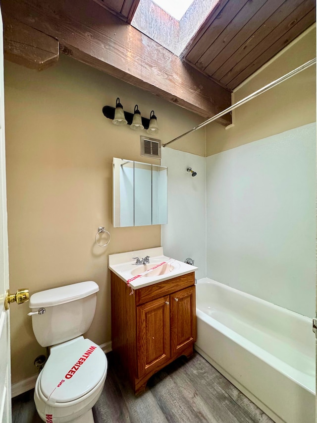 15126 S Sunset Dr, Dolton, IL 60419 - full bathroom featuring toilet, shower / bath combination, wood finished floors, vanity, and visible vents