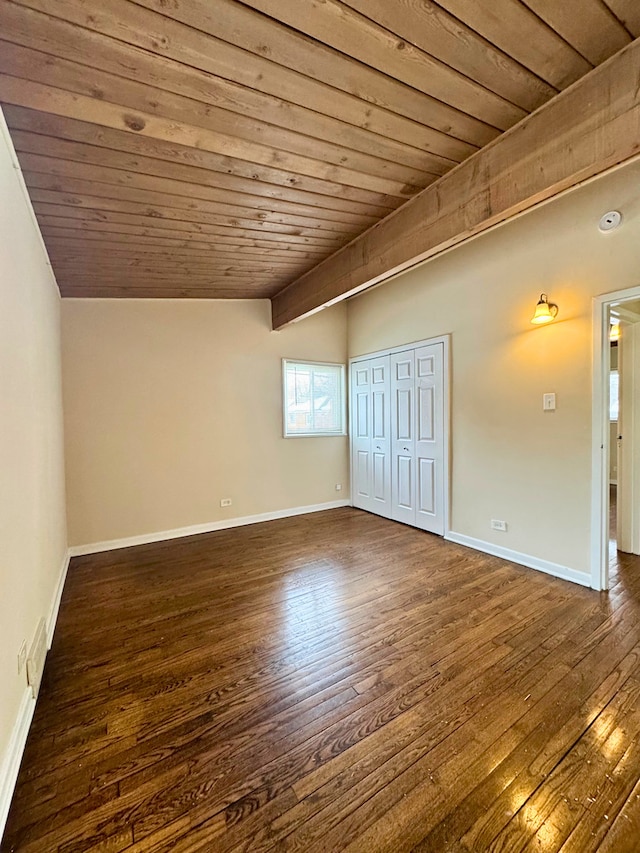15126 S Sunset Dr, Dolton, IL 60419 - interior space with wood ceiling, baseboards, vaulted ceiling, and dark wood-type flooring